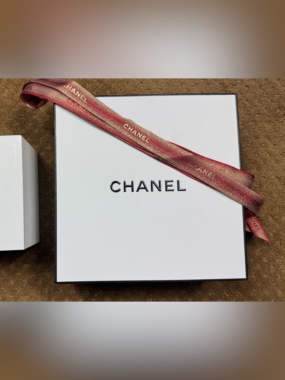 Empty perfume Chanel box with Ribbon
